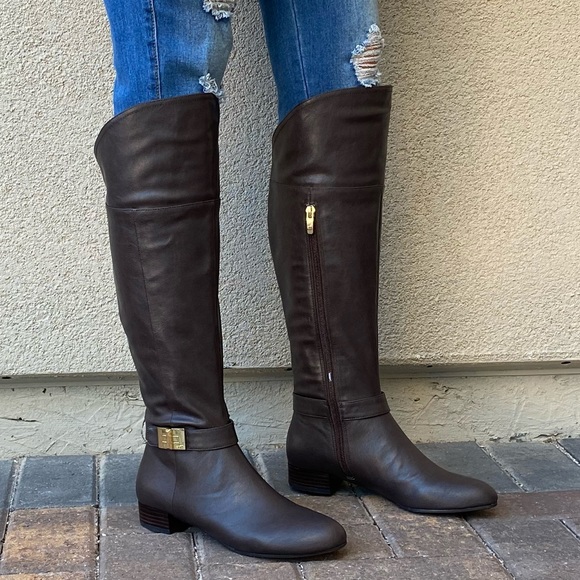 Texas Brown OTK Flat Riding Boots w Gold Detail - Picture 6 of 8